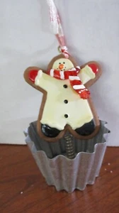 GINGERBREAD SNOWMAN COOKIE on SPRING in TART MOLD Christmas Ornament - Picture 1 of 3