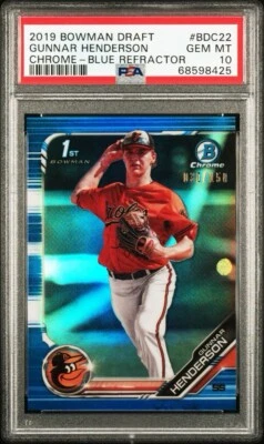 Bowman Draft Chrome 2019 *True* Blue Refractor/150 Gunnar Henderson PSA 10 GEMA Foto 1 de 3