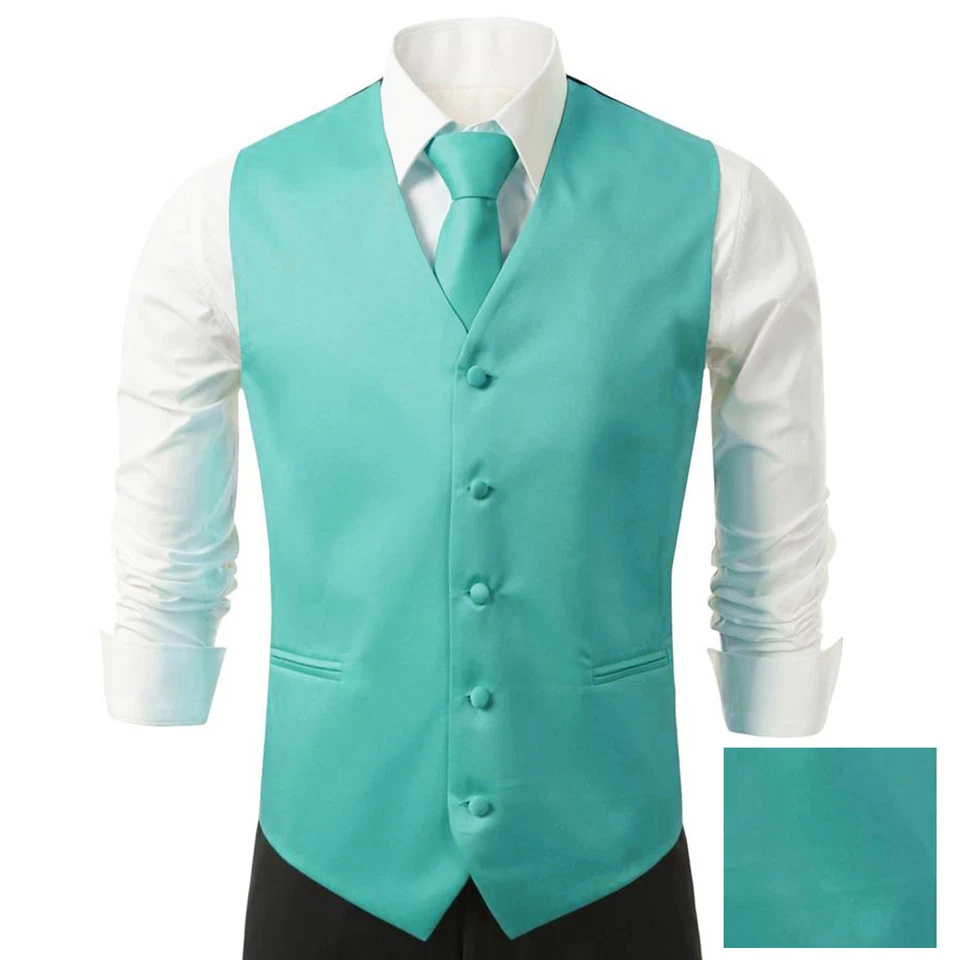 3Pcs SET Brand Q Formal Vest Tie Hankie Causal Formal Tuxedo Suit Waistcoat Coat - Image 1 of 2