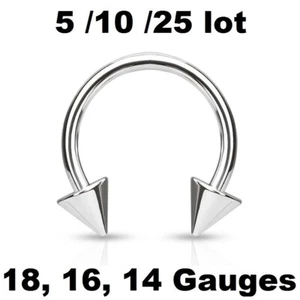 Lote de 5/10/25 anillos de herradura con picos barras circulares perforación nariz oreja al por mayor - Imagen 1 de 1