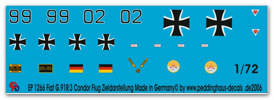 Peddinghaus-Decals 1/72 1266 Fiat (G) .91 Condor Aereo Zieldarstellung - Immagine 1 di 1