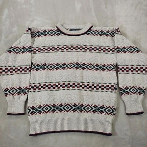Vintage Van Heusen Editions Mens Sweater Medium Y2K Pullover Crew Geometric Boxy - Picture 1 of 11