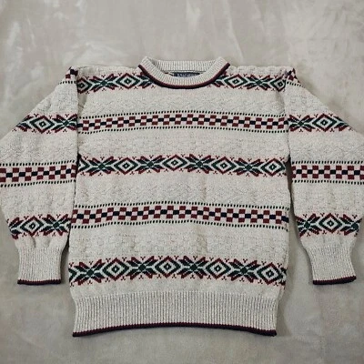 Vintage Van Heusen Editions Mens Sweater Medium Y2K Pullover Crew Geometric Boxy - Image 1 of 4