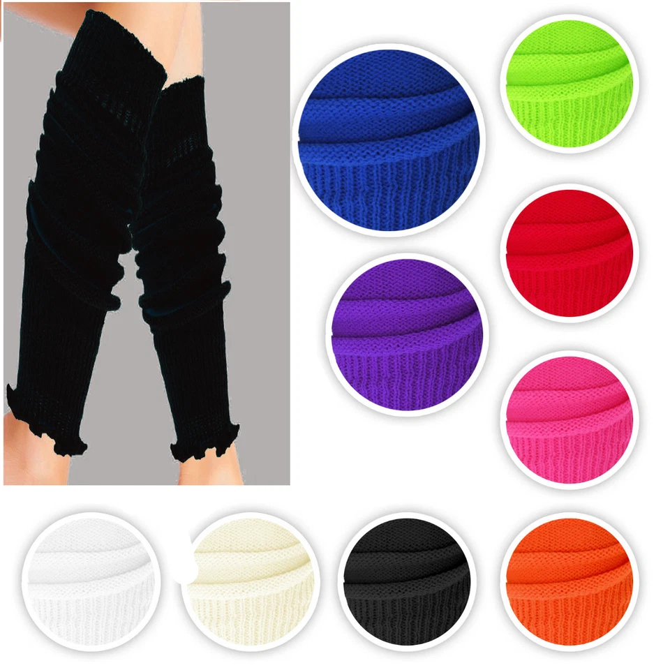 FNA FASHIONS Children Girls Teen 80's Dance Plain Ribbed Leg Warmers 11 Colours Tu Legwarmer