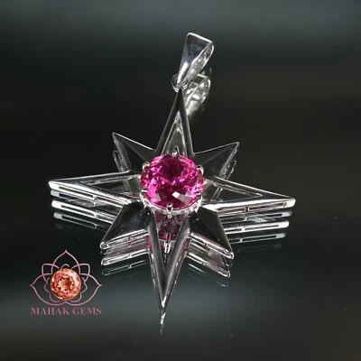 Colgante de zafiro rosa de 72 quilates - Piedra preciosa natural certificada en plata maciza 925 Foto 1 de 4