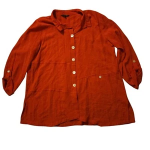 John Mark Red XL Tunic Camp Shirt Boho Lagen Look Coastal Beachy - Picture 1 of 7