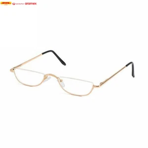Retro Reading Glasses High-Definition Metal Spring Hinges Half Moon Semi Rimless - Picture 1 of 9