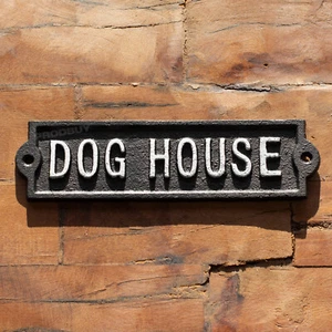 Letrero de pared vintage de hierro fundido para casa de perro al aire libre jardín cobertizo garaje placa - Imagen 1 de 5