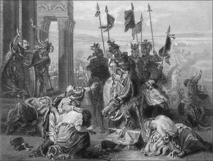 PRISE de CONSTANTINOPLE par les CROISÉS (d'après Delacroix) - Gravure du 19e - Imagen 1 de 2