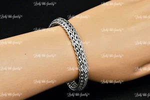 925 Sterling Silver Mesh Braided bracelet handmade in Bali 8.5 inch 48.7 grams - Picture 1 of 11