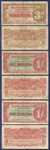BRITISH ARMED FORCES 3 PENCE & TWO 1 SHILLINGS ALL 2ND SERIES - Picture 1 of 1