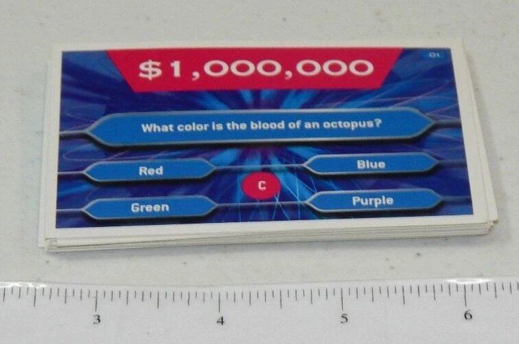 2000 Who Wants To Be A Millionaire Junior Game $1,000,000 Question Cards Only - Image 1 of 1