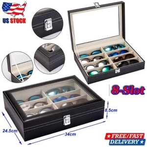 Caja organizadora de almacenamiento de exhibición de 8 ranuras para gafas de sol estuche de madera - Imagen 1 de 13