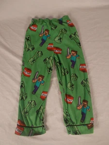 Minecraft Boys Size 6 Green Fleece Pj Pants Pajama Bottoms Steve Creeper TNT - Picture 1 of 4