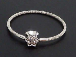 Pandora Moments Shine Bright Snowflake Clasp Mesh Bracelet 598616C01-19 - Picture 1 of 11