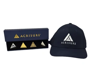 Acrisure Logo Ball Cap Hat & 4 Tie Pins -Acrisure Insurance Rebranding Kit - Picture 1 of 14