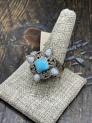 Barse Macedonia Ring- TQ & Chalcedony-Bronze- 10- NWT - Image 1 of 4