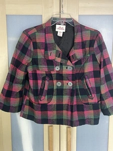 Smiths American Damen Gr. S rot schwarz kariert Jacke Mantel Weihnachten Freizeit - Bild 1 von 5