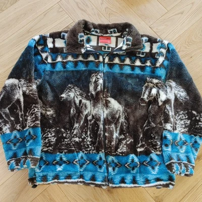 Chaqueta Abrigo Polar Montaña Negra Pila Profunda Caballos Naturaleza Azteca Adulto Mediano Foto 1 de 4