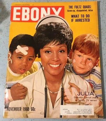 1968 EBONY MAGAZINE FEATURING DIAHANN CARROLL AS JULIA & ARTHUR ASHE HAS LABEL Foto 1 de 4