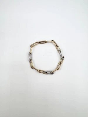 Pulsera clip papel diamante oro amarillo 14k Foto 1 de 4