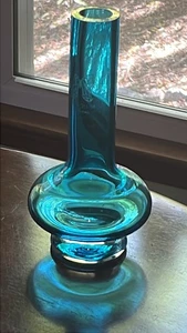 Vintage Waterford Marquis Kristall Vase Türkis Blau Kunstglas Maritim Signiert - Bild 1 von 10