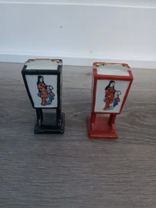 Vintage Pair Japanese Asian Salt & Pepper Shakers Geisha Girls Scene RARE - Picture 1 of 7