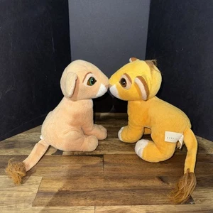 Vintage 1993 Mattel Disney Authentic König der Löwen Simba & Nala Magnet küssend Plüsch - Bild 1 von 5