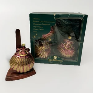 Christborn Alemania Vidrio Navidad Adornos Forma Concha Conjunto De 4 Vintage Dorado - Imagen 1 de 9