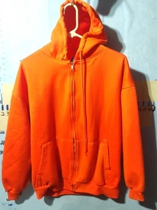 VINTAGE Pluma Hoodie Mens XL Blaze Orange Thermal Lined Full Zip Jacket - Picture 1 of 11