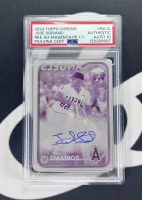 Placa de impressão 2024 Topps Chrome JOSE SORIANO #RA-JS NOVATO AUTOMÁTICO 1/1 PSA 10 automática - Imagem 1 de 2