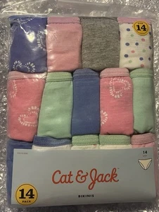 Cat & Jack 14pk Heart Tie-Dye Cotton Bikini Underwear size 14, blue/pink/green - Picture 1 of 3