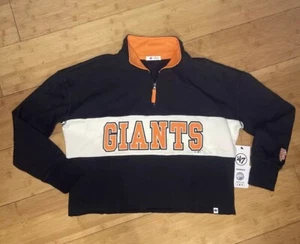 '47 San Francisco Giants Womens Quarter-Zip Crop Top Sweater Long Sleeve Small S - Picture 1 of 16