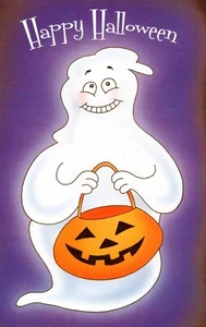 Carino Biglietto HAPPY HALLOWEEN, Dolcetto o scherzetto Fantasma di Gallant Auguri + Busta - Foto 1 di 4