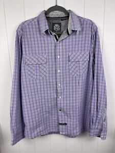 English Laundry Blaque Label Men’s Purple Plaid Dress Shirt Size Large