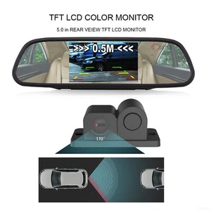 2-In-1 170° Car Reversing Camera Radar Sensor Beeper 5" Rear View Mirror Monitor - Picture 1 of 12