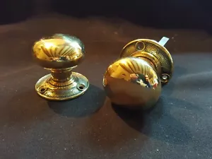 Pair of Reclaimed Antique Brass Georgian Door Knobs Handles Furniture (EH239) - Picture 1 of 5