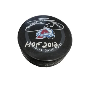 JOE SAKIC Signed Colorado Avalanche Official Game Puck-HOF 2012 - Picture 1 of 2