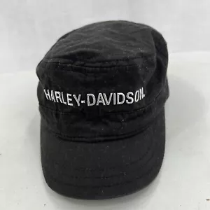 Womens Harley Davidson Hat Black Cadet Cap Adjustable Spell-Out Motorcycle - Picture 1 of 9