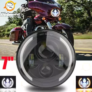7"inch Round LED Motorcycle Headlight Hi/Lo Beam Turn Signal DRL Lamp For Harley - Bild 1 von 15