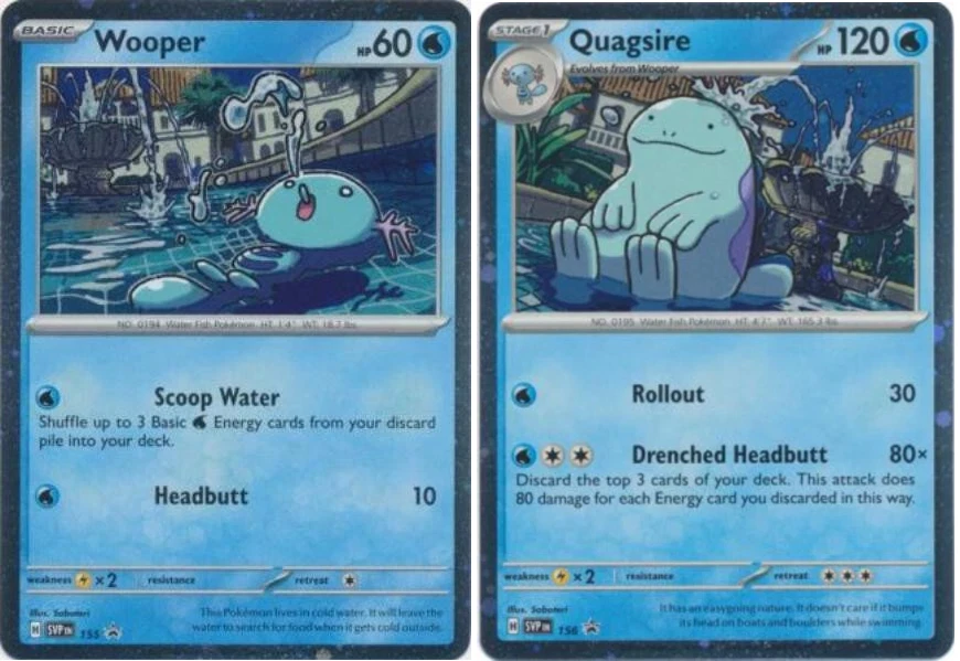 Pokemon Wooper Quagsire 155 156 SVP Black Star Promo Scarlet Violet Holo - Image 1 of 1