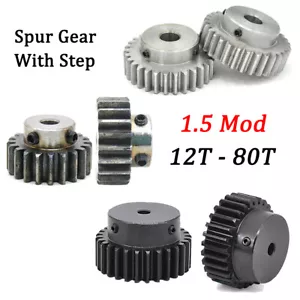 Piñón de motor 1.5 Mod 12T - 80T engranaje de pista con paso 45# acero con tornillos de excavación - Imagen 1 de 14