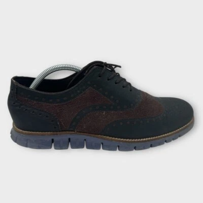 Cole Haan Zero Grand two tone Suede Wingtip Mens Size US 10 Brown Blue Nice!! - Image 1 of 4