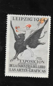 Vintage Poster Stamp Label LEIPZIG 1914 BOOK INDUSTRY EXHIBITION (spanish) - Picture 1 of 2