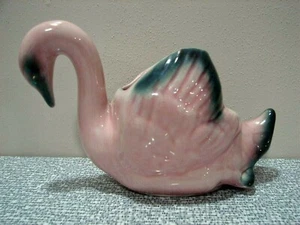Vintage Pink Ceramic SWAN Planter Figurine - Picture 1 of 6