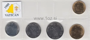 VATICAN SET 1980 - 5 coins 1980 ( 10, 20, 50, 100, 200 LIRE ) UNCIRCULATED - Picture 1 of 5