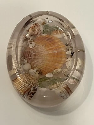 Plato porta jabón ovalado transparente Lucite acrílico Seashell Foto 1 de 4