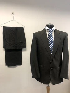 NARELLI 2PC SUIT PURE NEW WOOL CHARCOAL STRIPE DEL LANTIFICIO 40R TRS W34 L29 EC - Picture 1 of 10