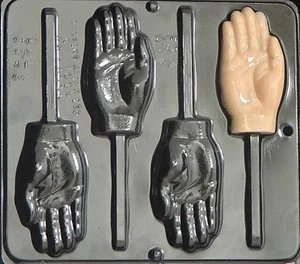 NEW 4 Cavity HAND Chocolate Candy Fondant Plaster Clay Lollypop Mold - Bild 1 von 3