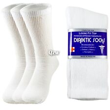 3-12 Pairs Health Circulatory Crew Cotton Diabetic Socks White 9-11 10-13 13-15